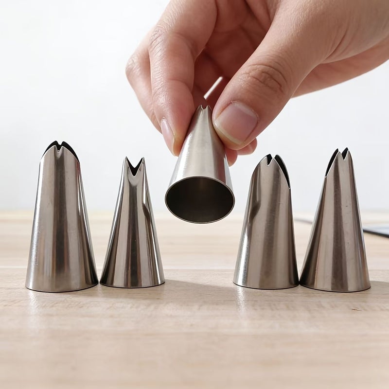 Silver Leaf Shaped 8 Piece Baking Set With Cream Bag Converter - Image 1