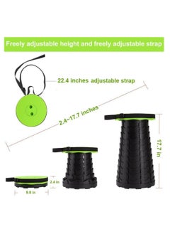 JAJEEK 2023 Upgraded Portable Collapsible Folding Stool – Retractable Telescoping Foldable Camping Stool for Adults, Outdoor Fishing, Hiking, Travel, Gardening, BBQ (Green, One Size)  - Image 2