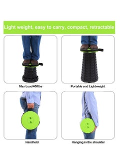 JAJEEK 2023 Upgraded Portable Collapsible Folding Stool – Retractable Telescoping Foldable Camping Stool for Adults, Outdoor Fishing, Hiking, Travel, Gardening, BBQ (Green, One Size)  - Image 3