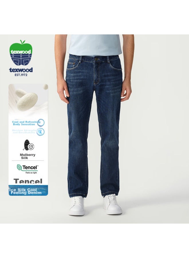 texwood جينز تفاح من تيكسوود للرجال بأسلوب جديد، جينز رجال مستقيم الساق، أزرق داكن، مقاس 38 - Image 1