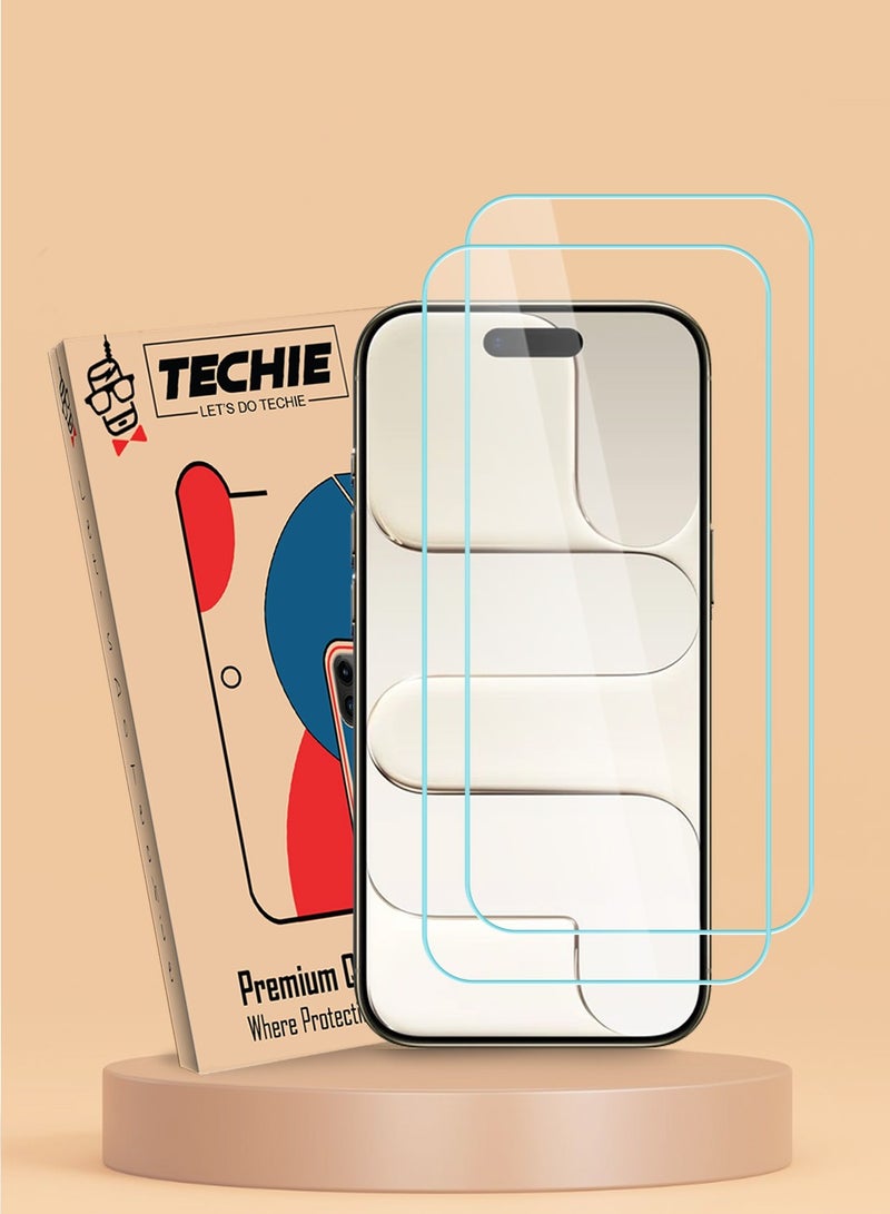 Techie 2 Pack iPhone 17 Air Screen Protector HD Tempered Glass – 9H Hardness, Anti-Glare, Anti-Bubble, Ultra-Thin 0.33mm with Rounded Edges & Easy Installation - Image 1