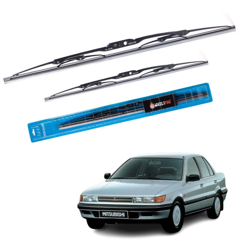 Wheelyfine Car Wiper Blades | Metal Frame | Water Repellent Windshield Wipers | Blade Refills (Mitsubishi Lancer (1988 Onwards) Dr 21"/Pa 19") - Image 1