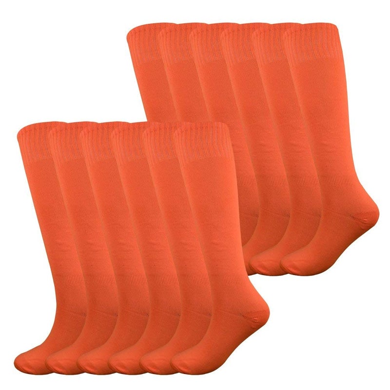 Fitliva Baseball Socks Orange Tube Socks for Sports Meeting Bulk Team (12Pack-Neon Orange) - Image 3