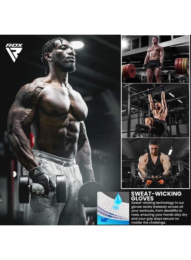Rdx قفازات رفع الأثقال مع دعم المعصم، أحزمة معصم بطول 50 سم، حماية راحة اليد المبطنة المضادة للانزلاق، قبضة تنفسية لصالة الألعاب الرياضية لتدريب اللياقة البدنية، رفع الأثقال، كمال الأجسام للرجال والنساء - Image 5