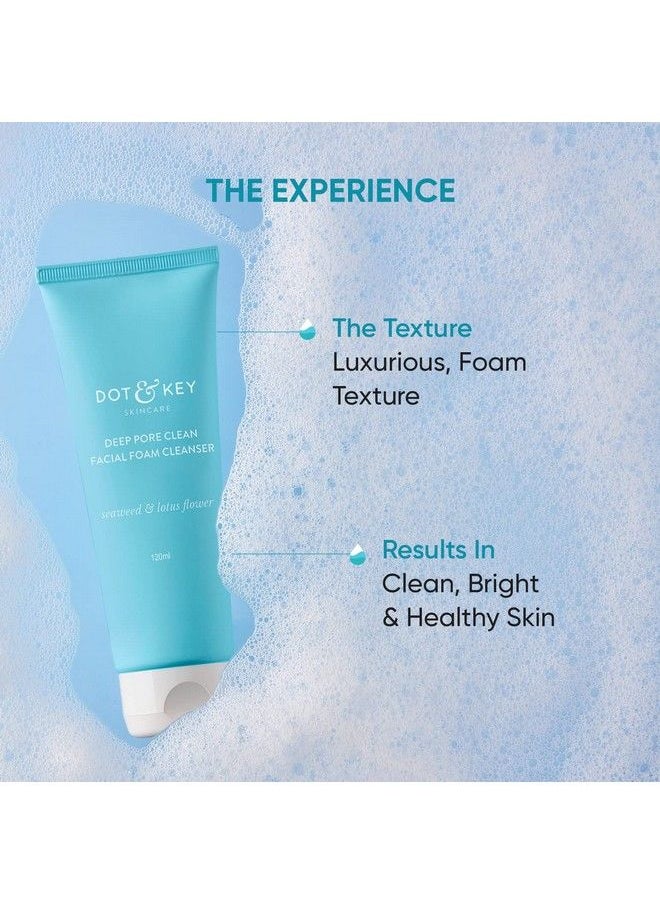 Dot & Key Deep Pore Clean Milky Foam Cleanser With Seaweed & Lotus Flower; Face Wash For Nourished Skin Minimizes Pores Controls Excess Oil & Keeps Skin Hydrated For All Skin Types; 100Ml  - Image 4