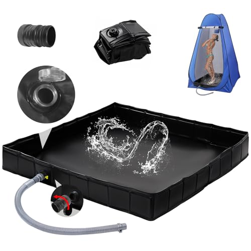 AYWOHA Upgraded Portable Shower Pan 41" x 41" x 5" with Mesh Storage Bag, Foldable Camping Shower Base & Floor with Detachable Drain Pipe Ideal for Camping, RV, Outdoor, Indoor and Portable Shower Stall - Image 1