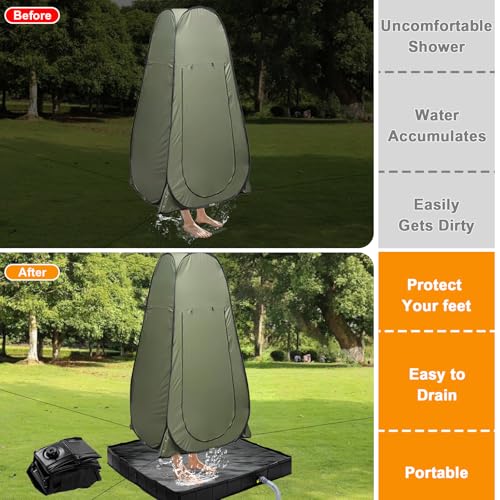 AYWOHA Upgraded Portable Shower Pan 41" x 41" x 5" with Mesh Storage Bag, Foldable Camping Shower Base & Floor with Detachable Drain Pipe Ideal for Camping, RV, Outdoor, Indoor and Portable Shower Stall - Image 5