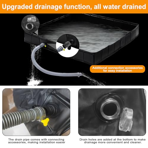 AYWOHA Upgraded Portable Shower Pan 41" x 41" x 5" with Mesh Storage Bag, Foldable Camping Shower Base & Floor with Detachable Drain Pipe Ideal for Camping, RV, Outdoor, Indoor and Portable Shower Stall - Image 2