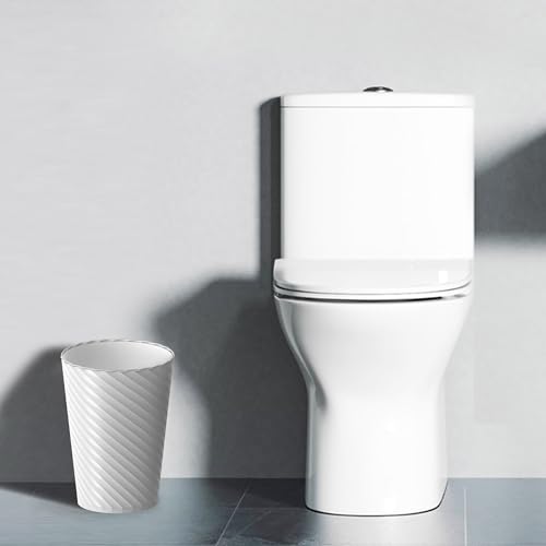 Lysam Bathroom Trash Can, 3 Pack 1.8 Gallons Small Trash Can with Trash Bags, Bathroom Garbage Can, Plastic Trash Bin, Round Waste Basket for Bedroom, Office, Room (White Black Grey) - Image 2
