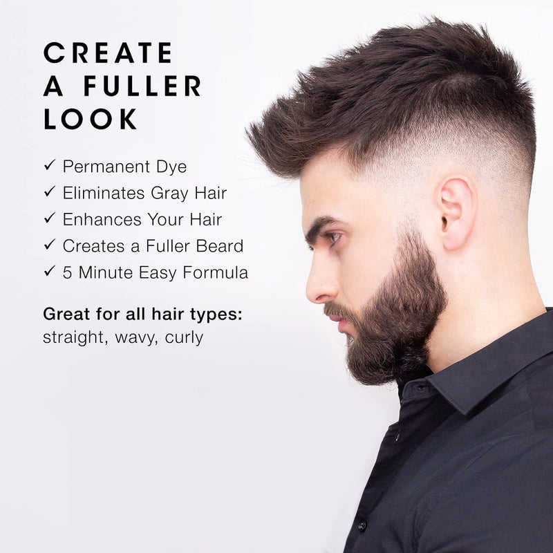 Pacinos Hair & Beard Color Kit (Black) - Hair Color For Men, Eliminates Grays in 5 minutes, Easy to Apply Brush-In Formula, Enhances Appearance of Hair for Moustache & Beard - Image 4