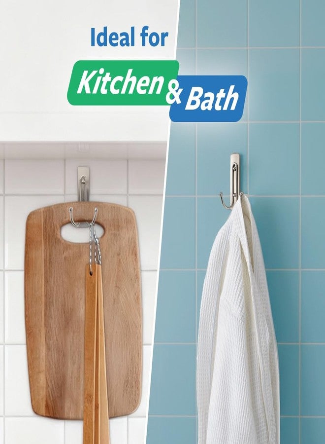 Command 3M Command Bath Large Satin Nickel Metal Premium Double Hook, Holds 1.8 kg, water resistant, rust resistant, Holds Strongly, Heavy Duty, no Paint Damage, Reusable, Adhesive hooks for wall, Multi-surface, Kitchen and Bathroom (1 hook, 2 strips) - Image 4