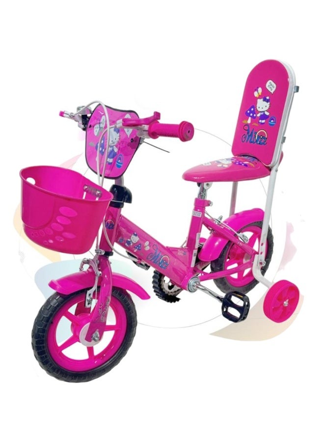 Toy Box Kids Bike 10 Inch Bicycle With Comfortable Seat, Backrest, Basket And Solid Wheels