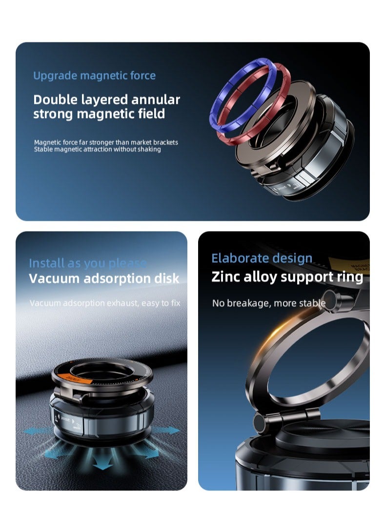 هوديوس حامل هاتف مغناطيسي للسيارة، حامل شفط، دوران متعدد الزوايا، يتضمن ملصقات مرآة، وصفائح مغناطيسية، ومفتاح سداسي لسهولة التركيب - Image 5