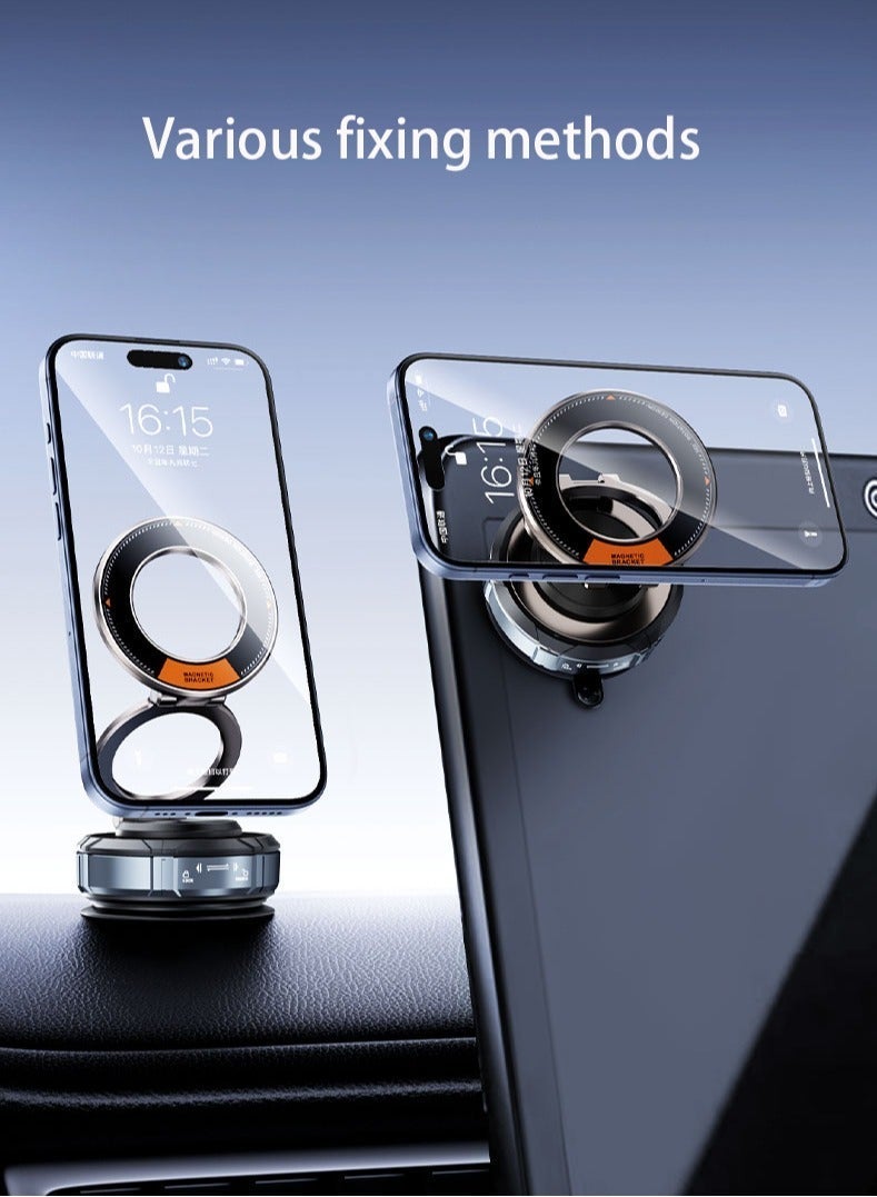 هوديوس حامل هاتف مغناطيسي للسيارة، حامل شفط، دوران متعدد الزوايا، يتضمن ملصقات مرآة، وصفائح مغناطيسية، ومفتاح سداسي لسهولة التركيب - Image 1