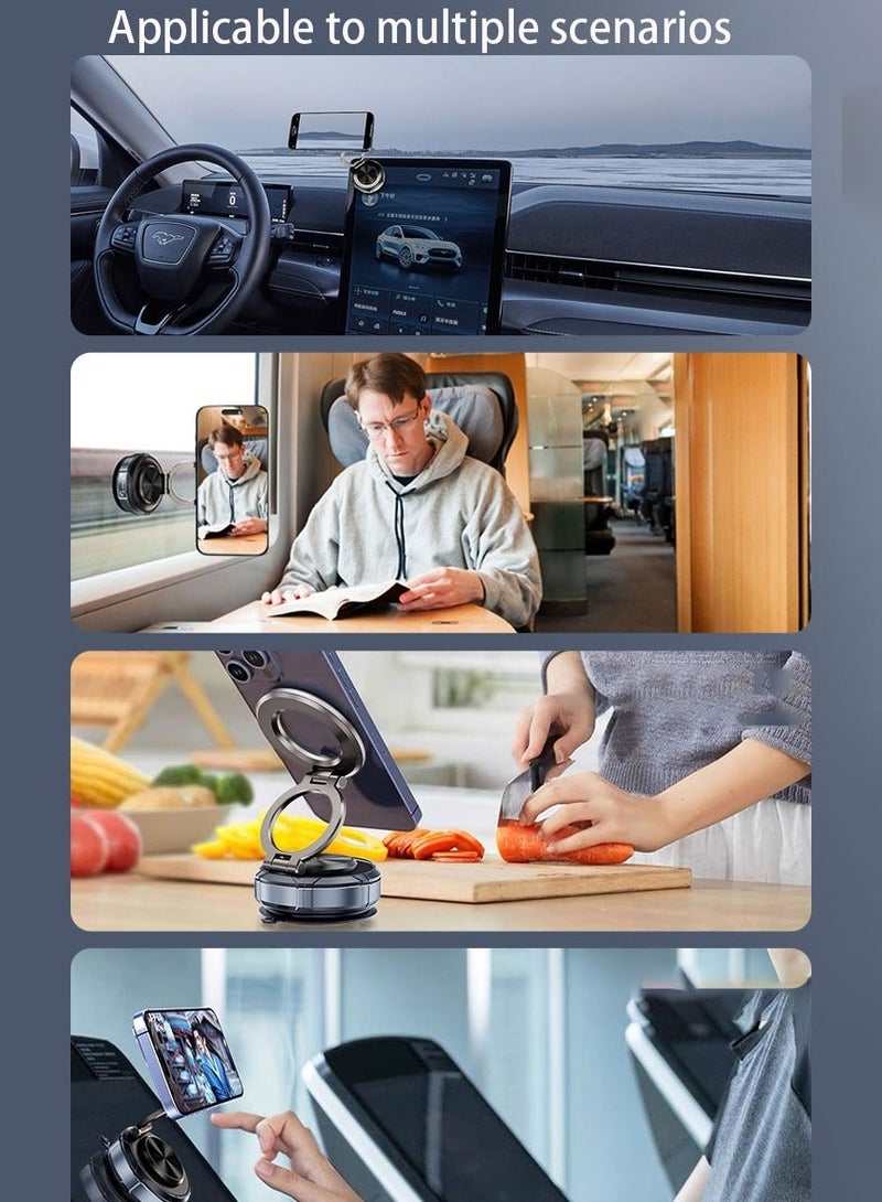 هوديوس حامل هاتف مغناطيسي للسيارة، حامل شفط، دوران متعدد الزوايا، يتضمن ملصقات مرآة، وصفائح مغناطيسية، ومفتاح سداسي لسهولة التركيب - Image 3