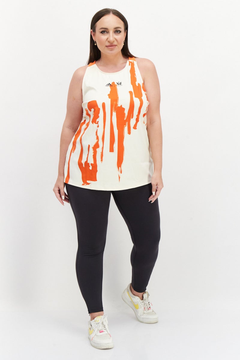 Adidas تي شيرت تنس بدون أكمام للنساء بحجم كبير، عاجي - Image 4