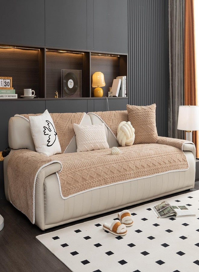 vctops Cable Jacquard Plush Sofa Couch Covers Boho Fuzzy Couch Cover for Dogs Soft Non Slip Sectional Sofa Slipcover Thick Warm Washable Furniture Protector for Kids, Pets (Camel,28"x28") - Image 5