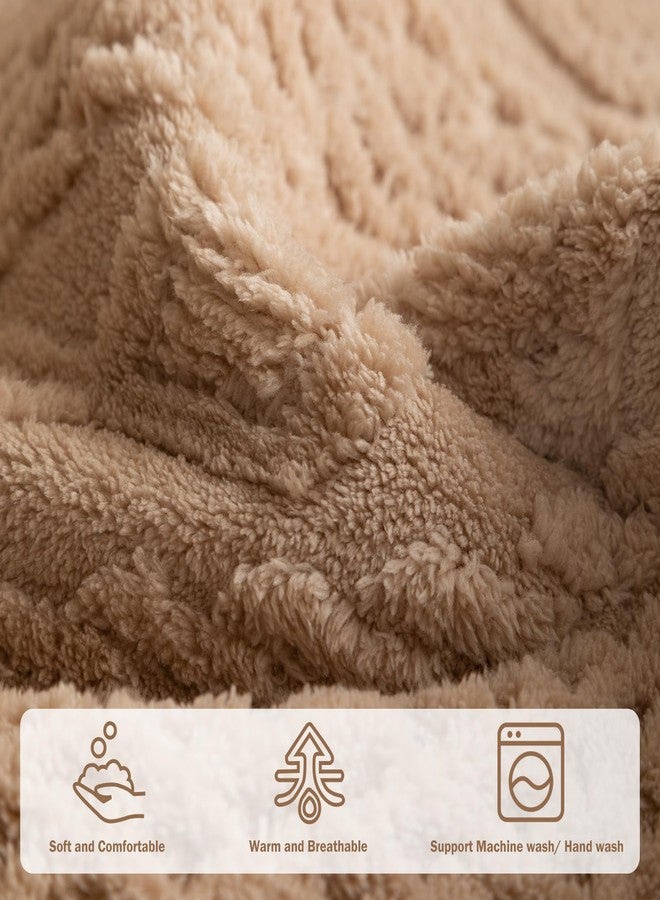 vctops Cable Jacquard Plush Sofa Couch Covers Boho Fuzzy Couch Cover for Dogs Soft Non Slip Sectional Sofa Slipcover Thick Warm Washable Furniture Protector for Kids, Pets (Camel,28"x28") - Image 4