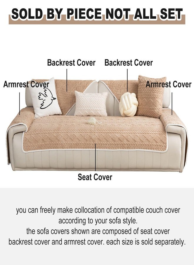 vctops Cable Jacquard Plush Sofa Couch Covers Boho Fuzzy Couch Cover for Dogs Soft Non Slip Sectional Sofa Slipcover Thick Warm Washable Furniture Protector for Kids, Pets (Camel,28"x28") - Image 2