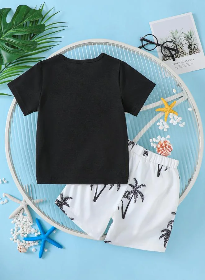 تايك تو Take Two Boys Tropical Palm Tree Print T-Shirt and Shorts Set