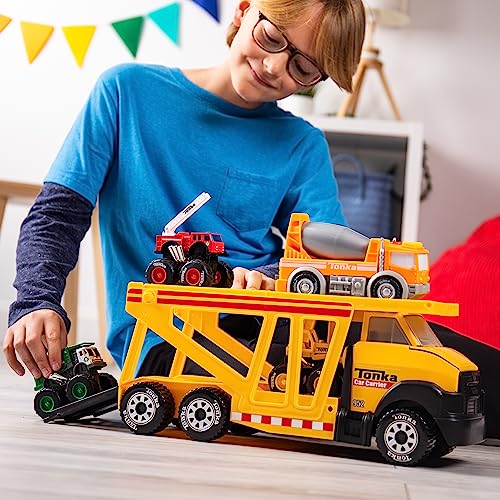 Tonka Steel Classics, Classic Car Carrier – Made with Steel and Sturdy Plastic, Yellow Friction Powered, Boys and Girls, Toddlers Ages 3+, Big Construction Truck, Birthday Gift, Holiday - Image 5
