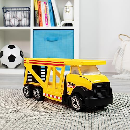 Tonka Steel Classics, Classic Car Carrier – Made with Steel and Sturdy Plastic, Yellow Friction Powered, Boys and Girls, Toddlers Ages 3+, Big Construction Truck, Birthday Gift, Holiday - Image 4