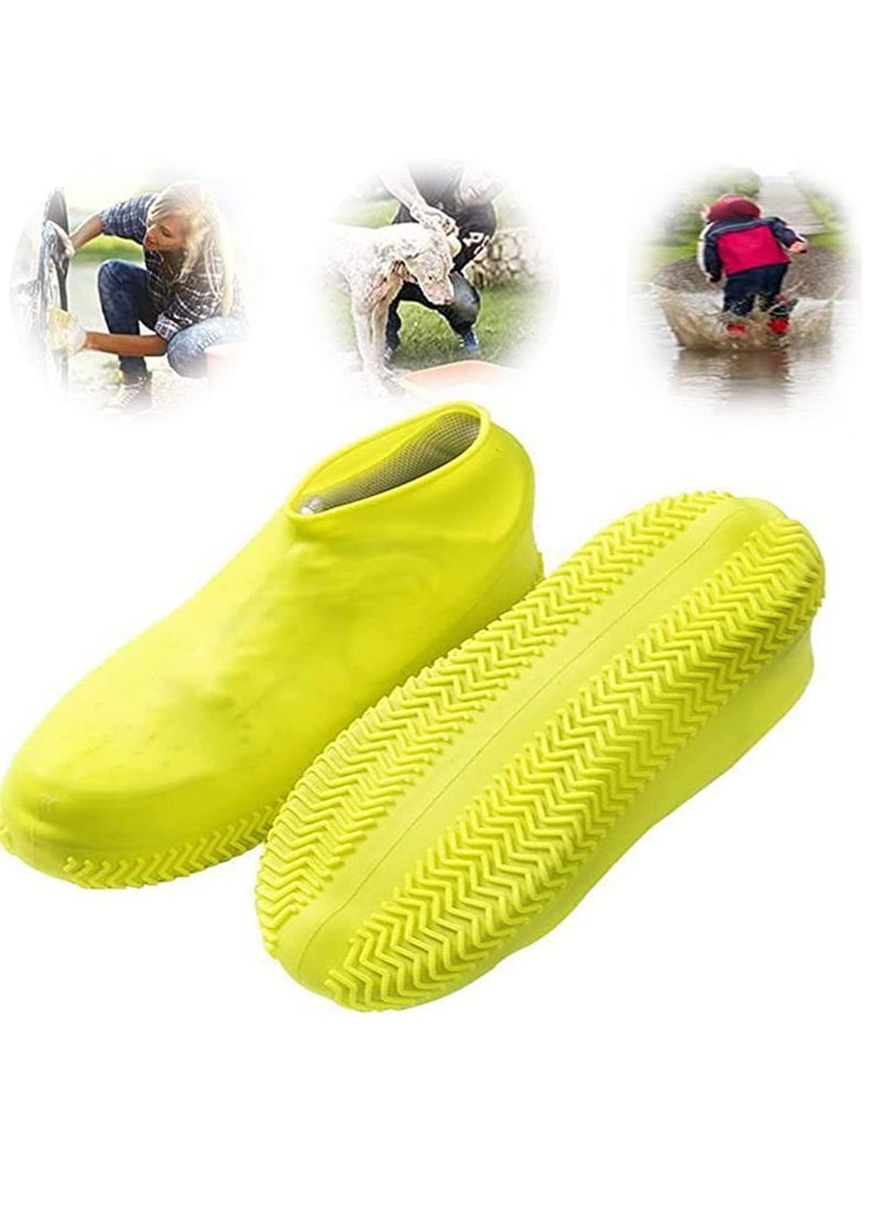 KASTWAVE Waterproof Silicone Shoe Cover, Reusable Non Slip Rubber Rain Shoe Cover, Unisex Shoe Protectors Outdoor with Non-Slip Sole for Rainy, Snowy, Outdoor Protection, 1 Pair, Yellow  - Image 1