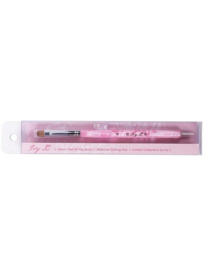 Pana Ivy L Premium 2 Way French Gel Acrylic Nail Art Kolinsky Brush With Dotting Tool For Professional Manicure Cuticle Clean Up Nail Art Design (Size 12, Pink Marble) - Image 5