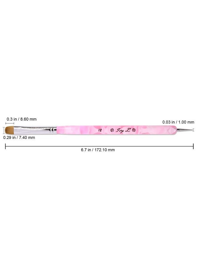 Pana Ivy L Premium 2 Way French Gel Acrylic Nail Art Kolinsky Brush With Dotting Tool For Professional Manicure Cuticle Clean Up Nail Art Design (Size 12, Pink Marble) - Image 2