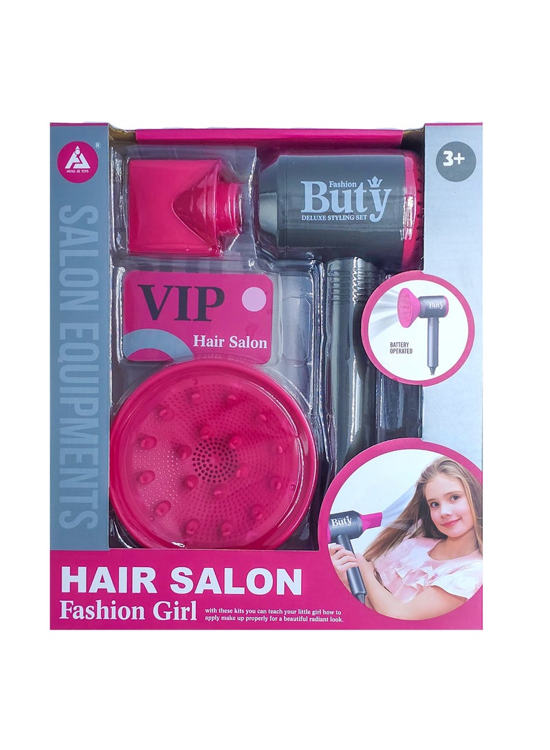 Kids Hair Dryer Play Set Pretend Beauty Kit for Creative Role Play Fun - Image 1
