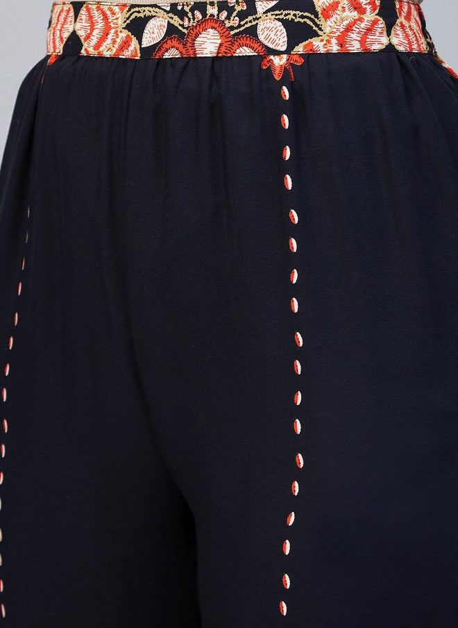 StyleStone طقم شروغ وسروال مطبوع باللون الأزرق الداكن من ستايل ستون للنساء - Image 3