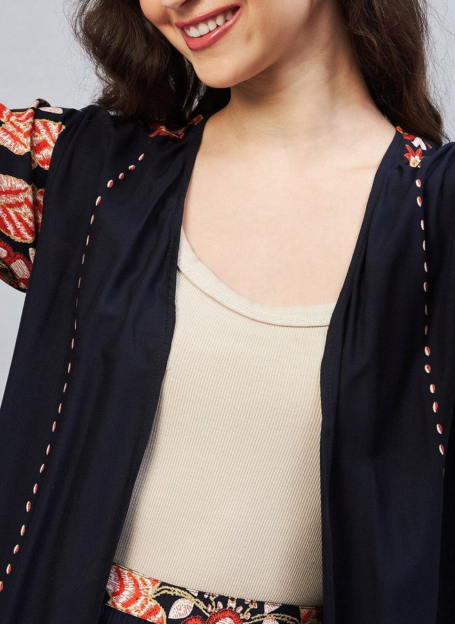 StyleStone طقم شروغ وسروال مطبوع باللون الأزرق الداكن من ستايل ستون للنساء - Image 2