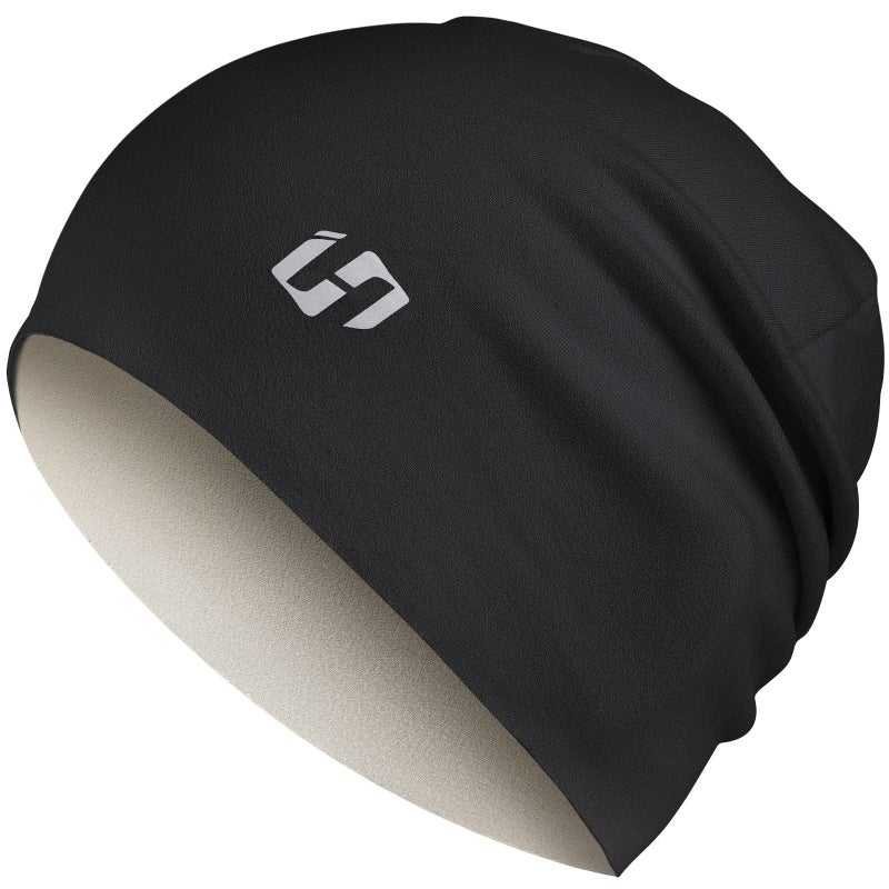 HASAGEI Thermal Running Hat - Men's Women Skull Cap Beanie Cycling Cap Under Helmet Black - Image 1