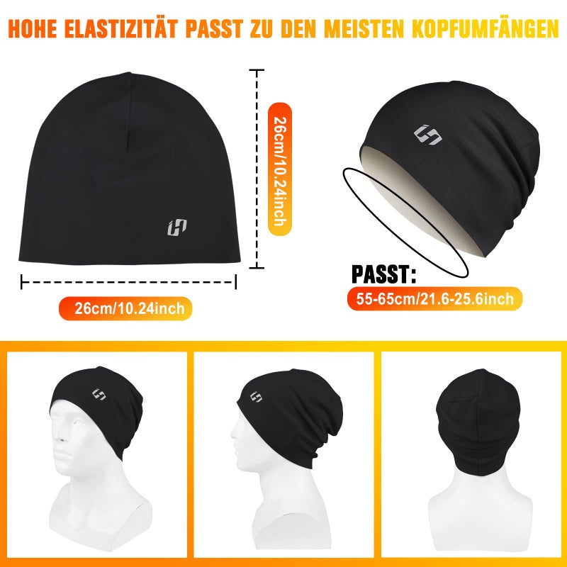 HASAGEI Thermal Running Hat - Men's Women Skull Cap Beanie Cycling Cap Under Helmet Black - Image 5