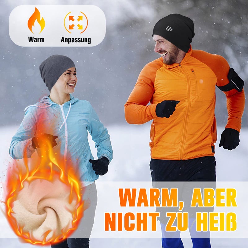 HASAGEI Thermal Running Hat - Men's Women Skull Cap Beanie Cycling Cap Under Helmet Black - Image 2