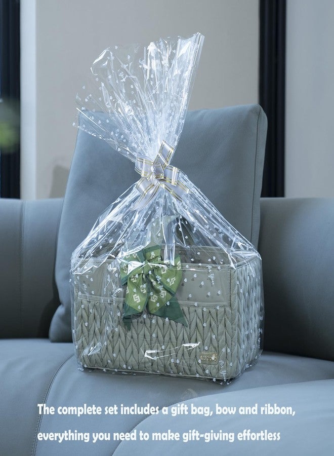 LUKJOJO Luxurious Baby Diaper Caddy, Nursery Storage Basket for Newborn Essentials, Travel Baby Basket for Diapers Baby Wipes, Organizer Tote Bag Storage Bin, Baby Shower Gifts(Sage Green) - Image 2