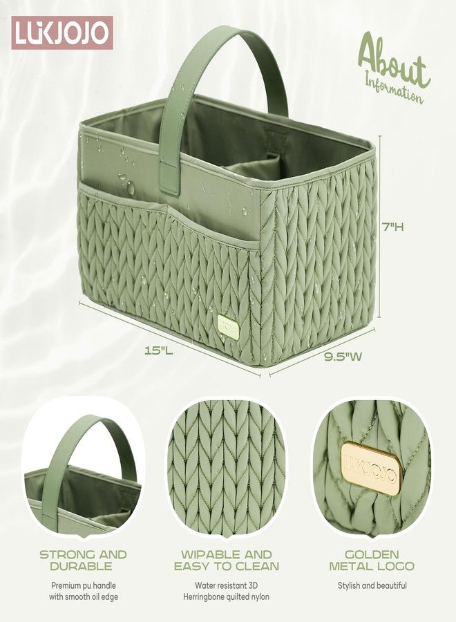 LUKJOJO Luxurious Baby Diaper Caddy, Nursery Storage Basket for Newborn Essentials, Travel Baby Basket for Diapers Baby Wipes, Organizer Tote Bag Storage Bin, Baby Shower Gifts(Sage Green) - Image 4