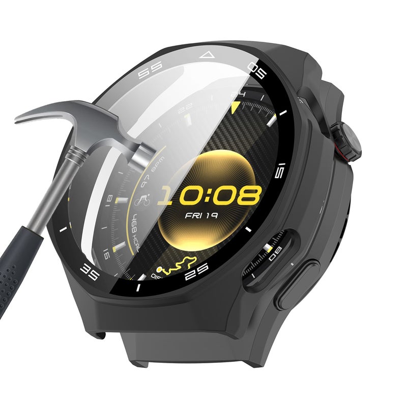 SJet Case for Huawei Watch GT6 Pro 46mm Watch Hard PC Case with Tempered Glass Screen Compatible with Bumper Guard Protective Cover For Huawei GT 6 Pro 46mm (Black) - Image 1