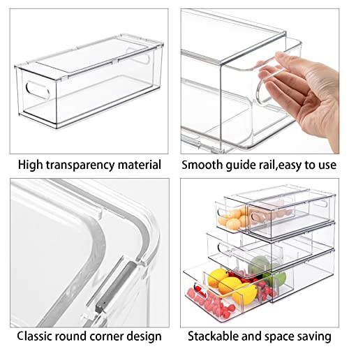 MineSign 3Pack Fridge Organizer Drawer Divider Cube Pull-Out Bins Clear Food Container Refrigerator Storage box Produce Saver for Pantry Kitchen Cabinet - Image 4