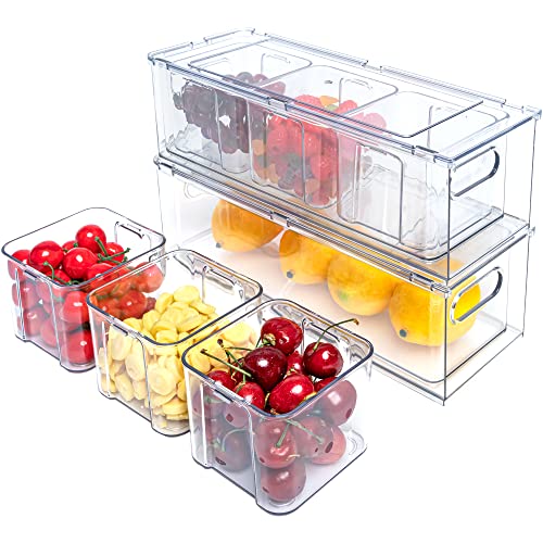 MineSign 3Pack Fridge Organizer Drawer Divider Cube Pull-Out Bins Clear Food Container Refrigerator Storage box Produce Saver for Pantry Kitchen Cabinet - Image 2