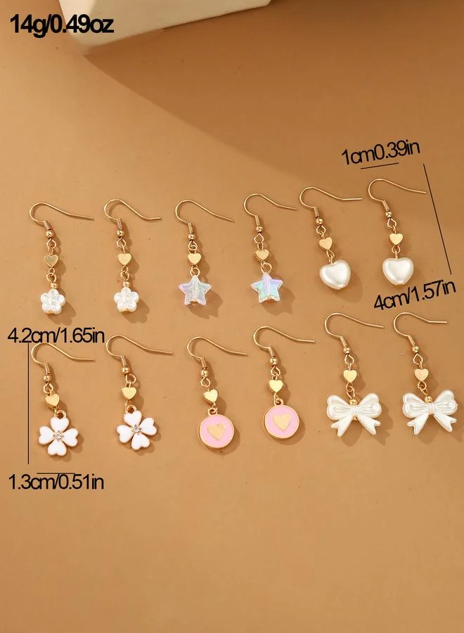 Take Two  Set of 6 - Bow and Heart Dangle Earrings for Women | Best Price UAE