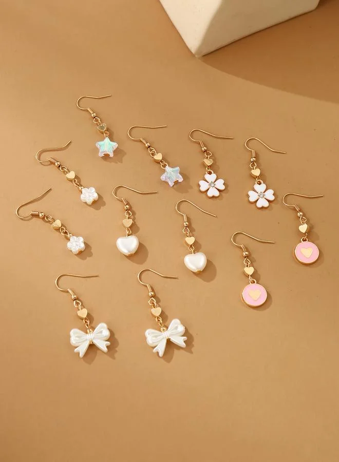 Take Two  Set of 6 - Bow and Heart Dangle Earrings for Women | Best Price UAE