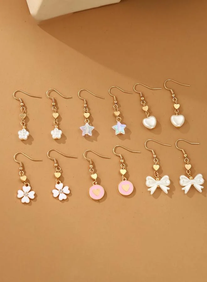 Take Two  Set of 6 - Bow and Heart Dangle Earrings for Women | Best Price UAE