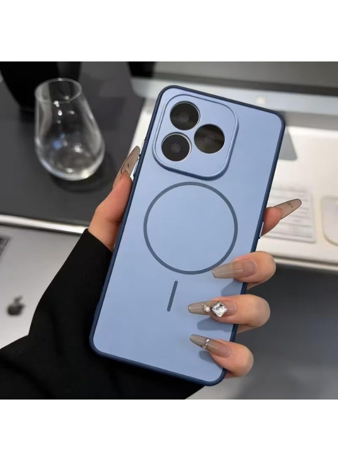 Muzz Phone Case for Honor 600 Lite 5G, Frosted Soft Shell with Camera Lens Guard, Magnetic & Wireless Charging Support, Blue - Image 2