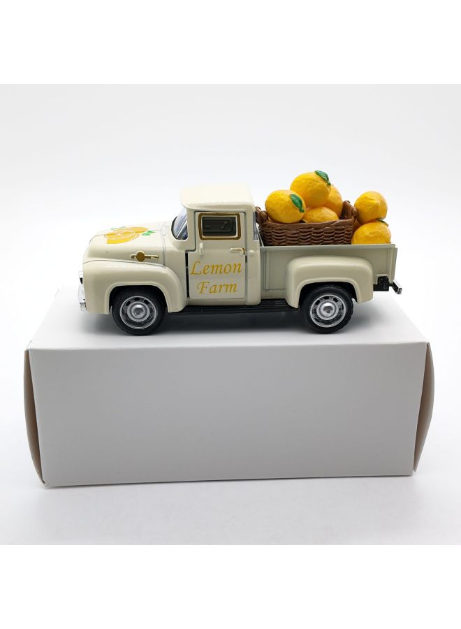 Cross Border 12.5cm Alloy Car Model Lemon Ornaments Decoration Vintage Classic Car-Color:Off-white Lemon Truck + 8 Lemons + 1 Collection Frame  - Image 1