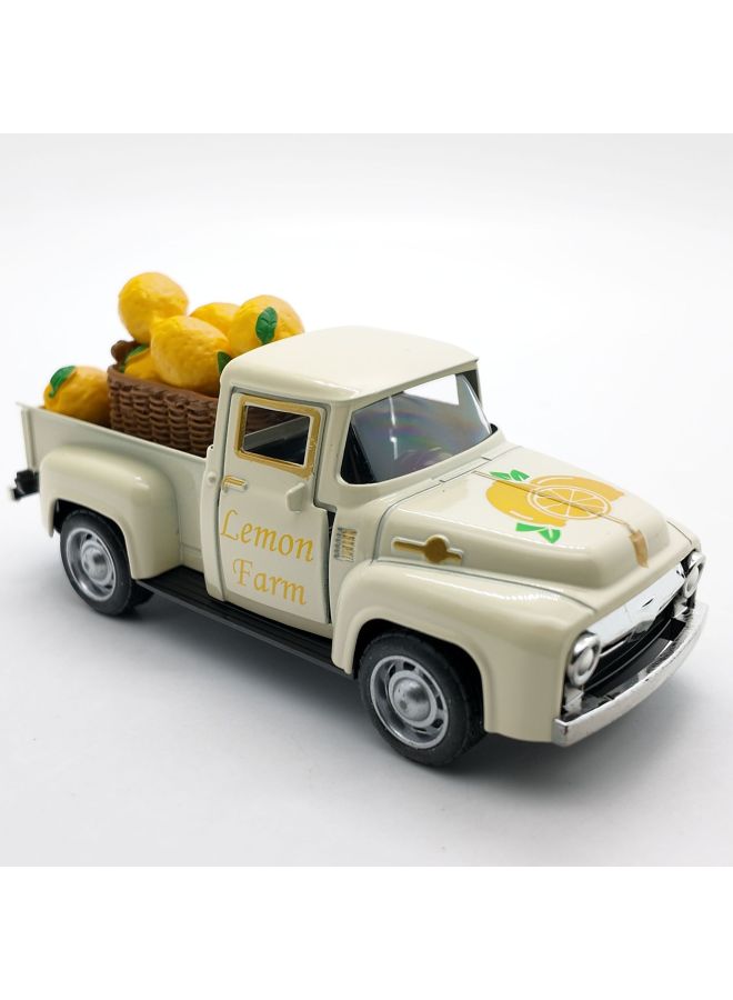 Cross Border 12.5cm Alloy Car Model Lemon Ornaments Decoration Vintage Classic Car-Color:Off-white Lemon Truck + 8 Lemons + 1 Collection Frame  - Image 3