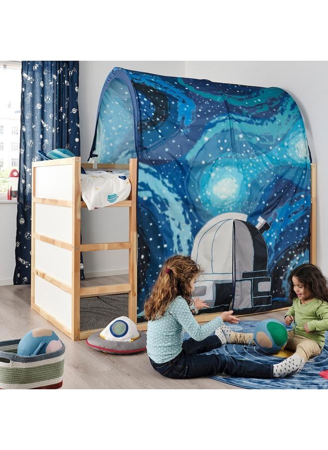 Zaboon - Curtains with tie-backs, 1 pair, space blue/white, 120x300 cm - Image 1
