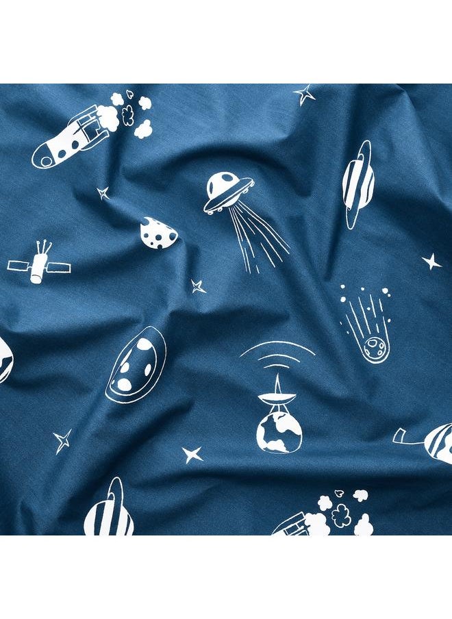 Zaboon - Curtains with tie-backs, 1 pair, space blue/white, 120x300 cm - Image 1