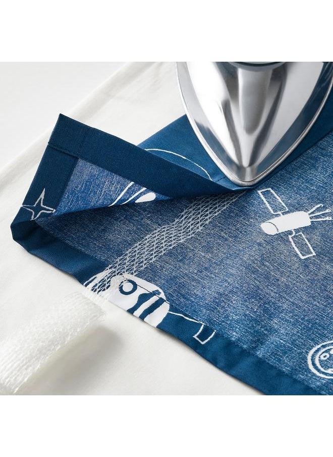 Zaboon - Curtains with tie-backs, 1 pair, space blue/white, 120x300 cm - Image 1