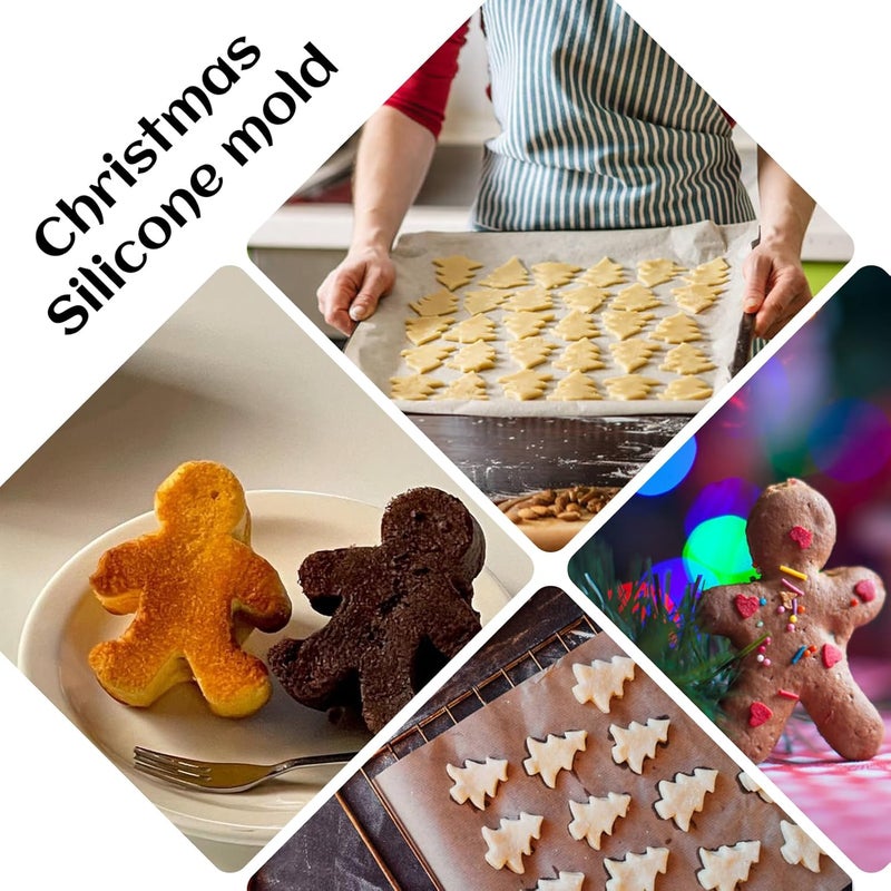 Ecerangus 2 PCS Christmas Silicone Molds, 70 Cavity Xmas Tree & 76 Cavity Gingerbread Man Mini Silicone Molds for Baking Biscuits, Gummy,Candy,Chocolate,Jelly,Pet Dog Treats Mold - Image 4